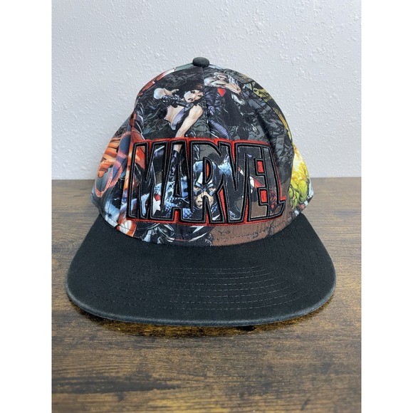 Marvel Other - Marvel Comics Snapback Hat Adult All Over Print Embroidered Logo Flat Brim Cap